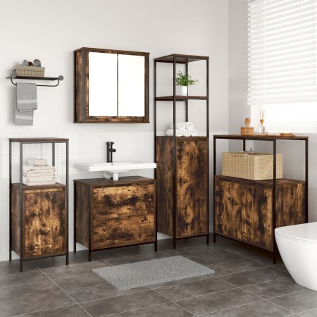5-teiliges Badmöbel-Set aus geräucherter Eiche mit abgeleitetem Holz von , Badezimmermöbel - Ref: Foro24-3328371, Preis: 307,...