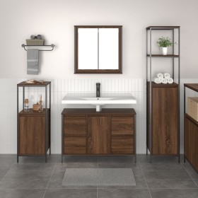 3-Piece Bathroom Furniture Set - Brown Oak Crafted Wood by , bathroom vanities - Ref: Foro24-3328383, Price: 214,45 €, Discou...
