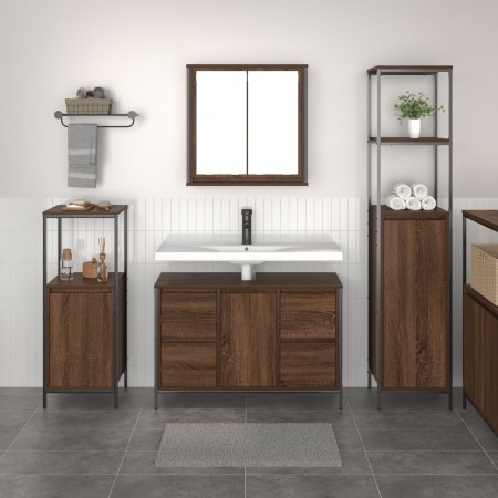 3-teiliges Badmöbel-Set - Braune Eiche Crafted Wood von , Badezimmerwaschtische - Ref: Foro24-3328383, Preis: 214,45 €, Rabat...