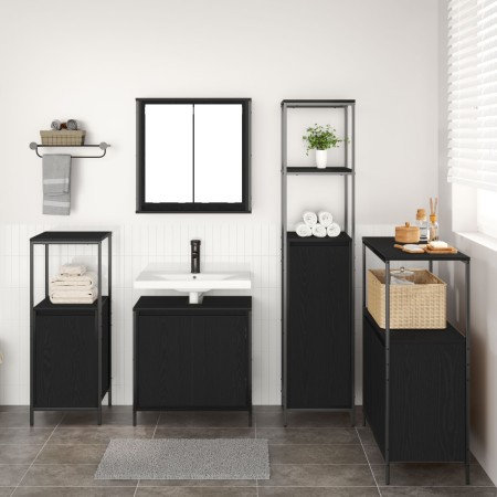 Conjunto de Muebles de Baño de 5 Piezas en Madera de Roble Negro