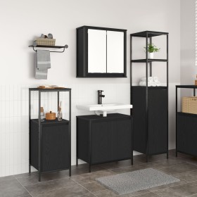 3-teilige Badmöbel aus schwarzer Eiche aus verarbeitetem Holz von , Badezimmerwaschtische - Ref: Foro24-3328394, Preis: 179,0...