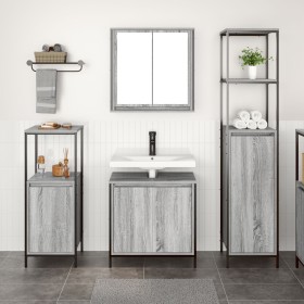 Conjunto de Muebles de Baño de 3 Piezas en Madera Ingenierizada Gris Sonoma de , Tocadores de baño - Ref: Foro24-3328397, Pre...