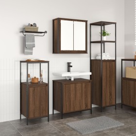 Conjunto de Muebles de Baño de 3 Piezas en Madera Elaborada de Roble Marrón de , Tocadores de baño - Ref: Foro24-3328398, Pre...