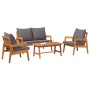 4-teiliges Bistro-Set mit Kissen aus massivem Akazienholz von , Outdoor-Sofas - Ref: Foro24-3328606, Preis: 388,93 €, Rabatt: %