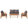 4-teiliges Bistro-Set mit Kissen aus massivem Akazienholz von , Outdoor-Sofas - Ref: Foro24-3328606, Preis: 388,93 €, Rabatt: %