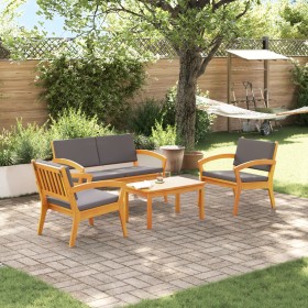 Conjunto de Bistro de 4 Piezas con Cojines - Madera Maciza de Acacia de , Sofás de exterior - Ref: Foro24-3328614, Precio: 34...