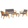 4-Piece Bistro Set with Cushions - Solid Acacia Wood by , Outdoor sofas - Ref: Foro24-3328614, Price: 353,79 €, Discount: %