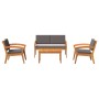4-Piece Bistro Set with Cushions - Solid Acacia Wood by , Outdoor sofas - Ref: Foro24-3328614, Price: 353,79 €, Discount: %