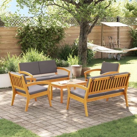 Juego de Bistro de 5 Piezas con Cojines de Madera Sólida de Acacia de , Sofás de exterior - Ref: Foro24-3328618, Precio: 489,...