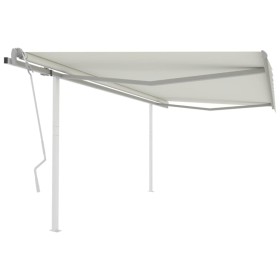 Manual retractable awning with cream poles 4.5x3 m by vidaXL, Awnings - Ref: Foro24-3069957, Price: 497,03 €, Discount: %