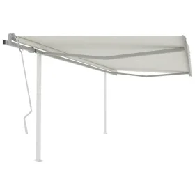Manual retractable awning with cream poles 4.5x3 m by vidaXL, Awnings - Ref: Foro24-3069957, Price: 480,62 €, Discount: %