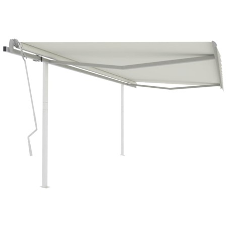 Toldo retráctil manual con postes crema 4,5x3 m de vidaXL, Toldos - Ref: Foro24-3069957, Precio: 497,03 €, Descuento: %