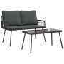 2-teiliges Garten-Esszimmerset mit Kissen Rattan Polyester Schwarz von , Gartenstühle - Ref: Foro24-3328646, Preis: 180,04 €,...