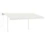 Toldo retráctil manual con postes crema 4,5x3 m de vidaXL, Toldos - Ref: Foro24-3069957, Precio: 480,59 €, Descuento: %