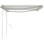 Manual retractable awning with cream poles 4.5x3 m by vidaXL, Awnings - Ref: Foro24-3069957, Price: 480,62 €, Discount: %