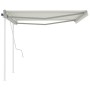 Toldo retráctil manual con postes crema 4,5x3 m de vidaXL, Toldos - Ref: Foro24-3069957, Precio: 497,03 €, Descuento: %