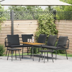 4-Piece Garden Sofa Set with Black Rattan Polyester Cushions by , Outdoor sofas - Ref: Foro24-3328654, Price: 348,20 €, Disco...
