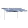Automatische Markise LED-Windsensor blau weiß 4,5x3 m von vidaXL, Markisen - Ref: Foro24-3069971, Preis: 682,09 €, Rabatt: %
