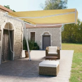 Retractable manual yellow and white freestanding awning 450x350 cm by vidaXL, Awnings - Ref: Foro24-3069638, Price: 496,55 €,...