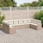 Conjunto de sofá de jardín con cojín 10 pcs Beige Poliratán