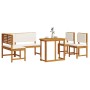 4-Piece Garden Dining Set with Cushions - Solid Acacia Wood by , garden benches - Ref: Foro24-3329101, Price: 483,78 €, Disco...