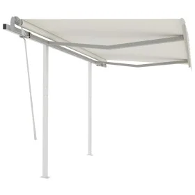 Manual retractable awning with cream poles 3.5x2.5 m by vidaXL, Awnings - Ref: Foro24-3069917, Price: 493,20 €, Discount: %