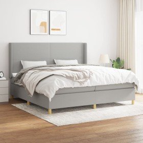 Cama box spring con colchón tela gris claro 200x200 cm en Camas y somieres | Comprar online en Foro24