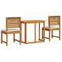 3-Piece Garden Bistro Set with Solid Acacia Wood Cushions by , Garden tables - Ref: Foro24-3329111, Price: 223,74 €, Discount: %