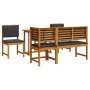 Set de Comedor de Jardín de 5 Piezas con Cojines de Madera de