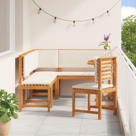 Conjunto de comedor de jardín de 6 piezas con cojines de madera maciza de acacia de , Mesas de jardín - Ref: Foro24-3329117, ...