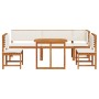 Conjunto de comedor de jardín de 6 piezas con cojines de madera
