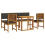 Juego de Comedor para Jardín de 5 Piezas con Cojines de Madera Maciza de Acacia de , Mesas de jardín - Ref: Foro24-3329120, P...
