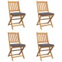 4-teilige klappbare Gartenstühle mit Kissen aus massivem Akazienholz von , Gartenstühle - Ref: Foro24-3329122, Preis: 185,87 ...