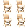 Klappbare Gartenstühle mit weißem Kissen 4 Stück aus massivem Akazienholz von , Gartenstühle - Ref: Foro24-3329123, Preis: 20...