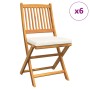 Klappbare Gartenstühle mit weißem Kissen 6 Stück aus massivem Akazienholz von , Gartenstühle - Ref: Foro24-3329125, Preis: 27...