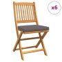 Klappbare Gartenstühle mit grauem Kissen 6 Stück aus massivem Akazienholz von , Gartenstühle - Ref: Foro24-3329126, Preis: 27...