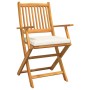 Folding Garden Chairs with White Cushion 6pcs Solid Acacia Wood by , Garden chairs - Ref: Foro24-3329127, Price: 301,33 €, Di...