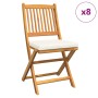 Klappbare Gartenstühle mit weißem Kissen 8 Stück aus massivem Akazienholz von , Gartenstühle - Ref: Foro24-3329129, Preis: 36...