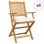 Klappbare Gartenstühle mit weißem Kissen 8 Stück aus massivem Akazienholz von , Gartenstühle - Ref: Foro24-3329131, Preis: 39...