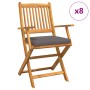 Klappbare Gartenstühle mit grauem Kissen 8 Stück aus massivem Akazienholz von , Gartenstühle - Ref: Foro24-3329132, Preis: 42...