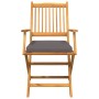 Folding garden chairs with gray cushion 8pcs made of solid acacia wood by , Garden chairs - Ref: Foro24-3329132, Price: 398,3...