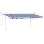 Manual retractable awning with blue and white poles 5x3 m by vidaXL, Awnings - Ref: Foro24-3069976, Price: 485,08 €, Discount: %