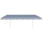 Manual retractable awning with blue and white poles 5x3 m by vidaXL, Awnings - Ref: Foro24-3069976, Price: 485,08 €, Discount: %