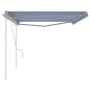 Manual retractable awning with blue and white poles 5x3 m by vidaXL, Awnings - Ref: Foro24-3069976, Price: 485,08 €, Discount: %