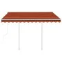Automatisch einziehbare Markise mit orangefarbenen und braunen Stangen 3,5 x 2,5 m von vidaXL, Markisen - Ref: Foro24-3069930...