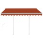 Toldo retráctil automático con postes naranja y marrón 3,5x2,5m