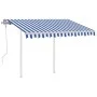 Manual retractable awning with blue and white LED 3x2.5 m by vidaXL, Awnings - Ref: Foro24-3069896, Price: 307,75 €, Discount: %