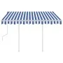 Manual retractable awning with blue and white LED 3x2.5 m by vidaXL, Awnings - Ref: Foro24-3069896, Price: 307,75 €, Discount: %