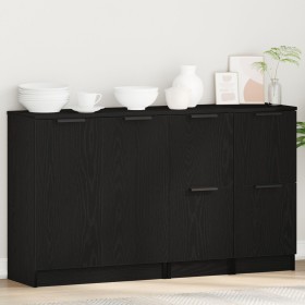 Buffets 3 pcs Black Oak Wood by , Sideboards - Ref: Foro24-3332500, Price: 128,14 €, Discount: %