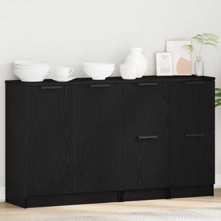 Buffets 3 Stück Schwarzes Eichenholz von , Sideboards - Ref: Foro24-3332500, Preis: 128,14 €, Rabatt: %